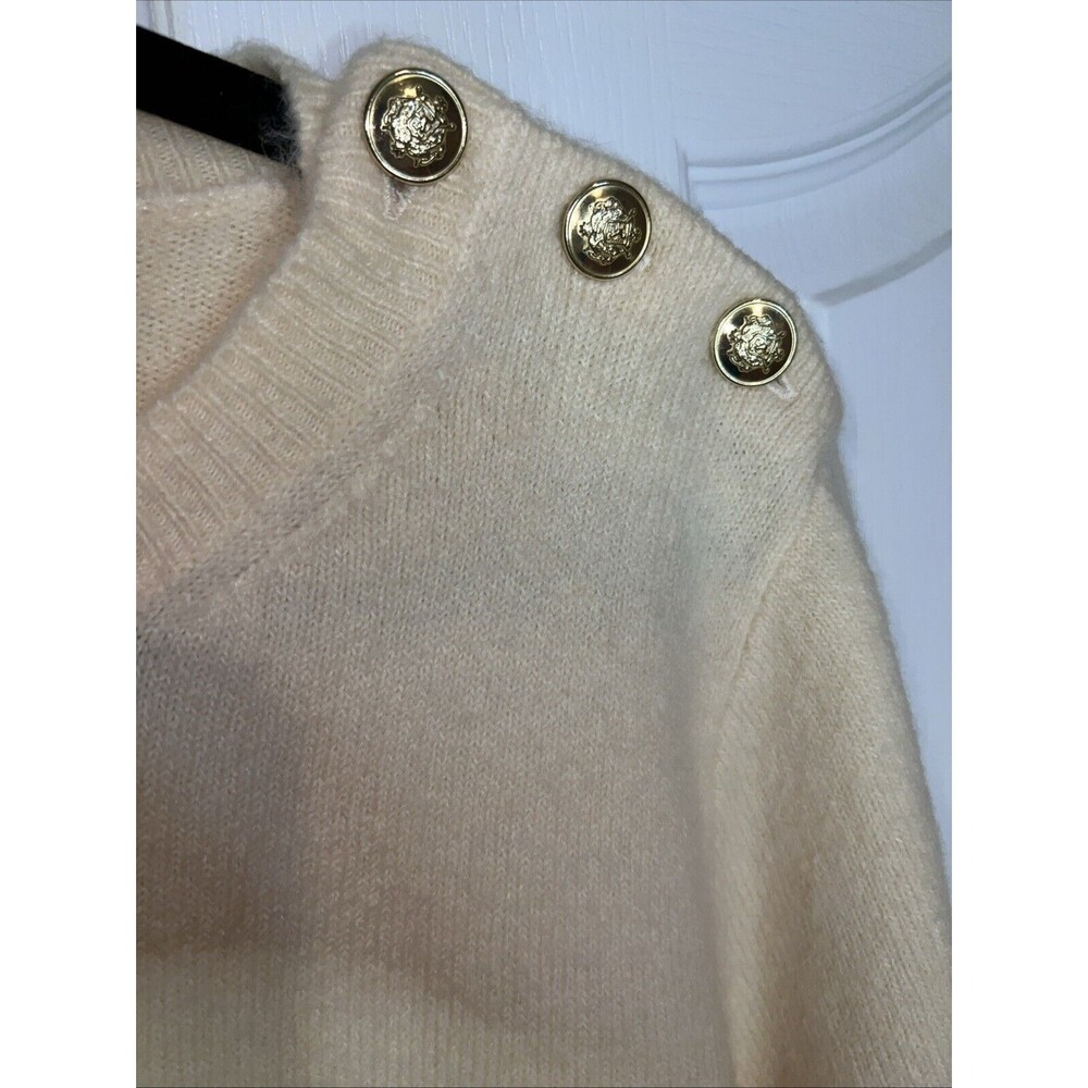 J Crew Womens Sweater XL Merino Alpaca Wool Blend Knit Buttons Light Yellow NEW - Picture 7 of 16